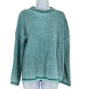 Everlily Rain Peach Love California Fleece Shirt in Green Size Small